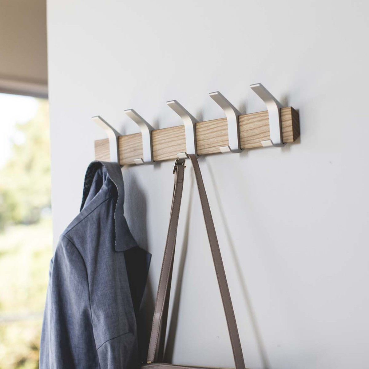 Rin Wall-Mounted Coat Hook White/Ash | The Container Store