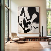 Enhance Your Home With Large Texture Canvas Wall Art Modern Minimalist Abstract Paintings in Black & Grey - Captivating Wabi Sabi Charm | Etsy (US)