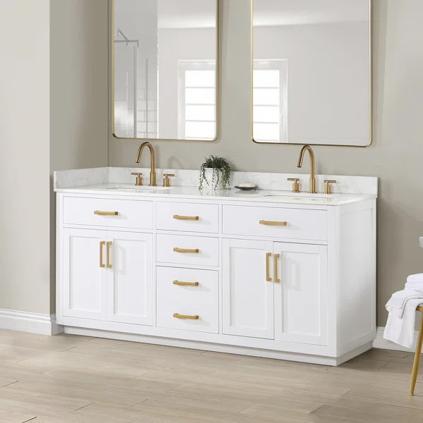 Colleyville 72'' Double Bathroom Vanity with Engineered Stone Top | Wayfair North America