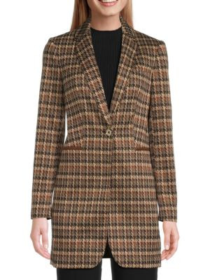 Houndstooth Print Longline Blazer | Saks Fifth Avenue OFF 5TH