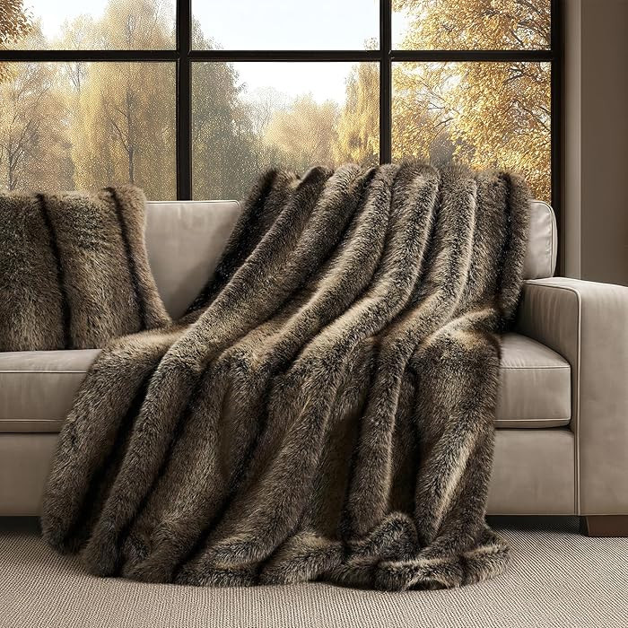 EVERGRACEHOME Luxury Faux Fur Throw Blanket, Soft Fluffy Faux Mink Blankets for Bed, Couch, Sofa,... | Amazon (US)