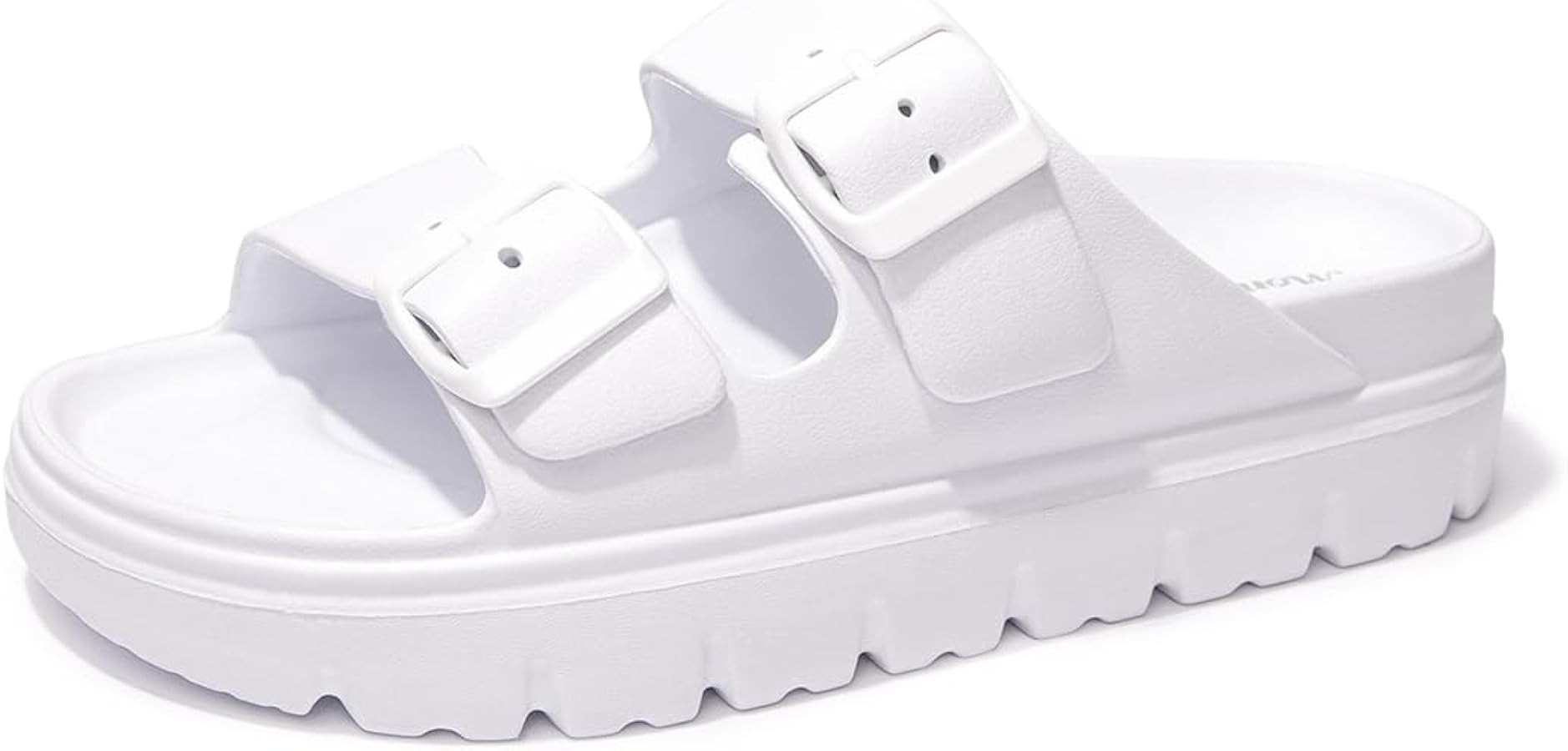 FUNKYMONKEY Women's Comfort Slides Double Buckle Adjustable EVA Flat Sandals | Amazon (US)