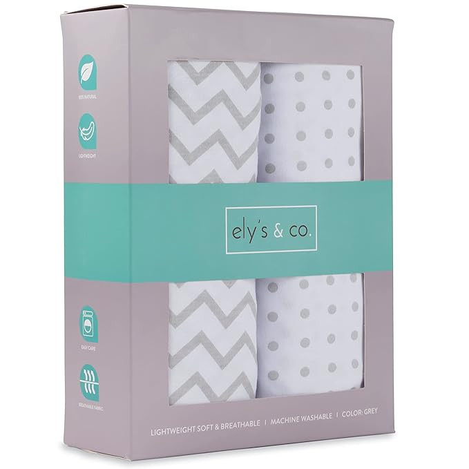 Ely's & Co Crib Sheet Set 100% Jersey Cotton Chevron and Polka dots (Crib, Grey) | Amazon (US)