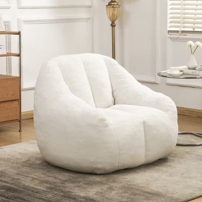 KTMBDW Giant Bean Bag Chair, Oversized Bean Bag Couch, Faux Fur Shell-Shaped Large Chair, Accent Sofa Lounge Floor Sofa for Gaming, Reading, White | Target