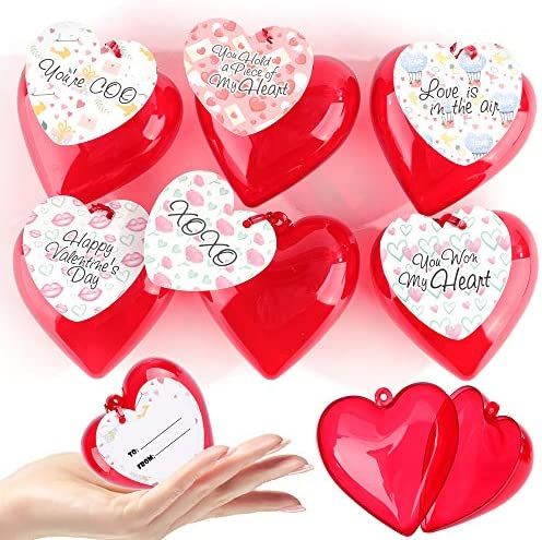 FiGoal for Kids Classroom 30 PCS Red Heart Plastic Boxes and 30 Valentines Gift Cards in 6 Designs f | Amazon (US)