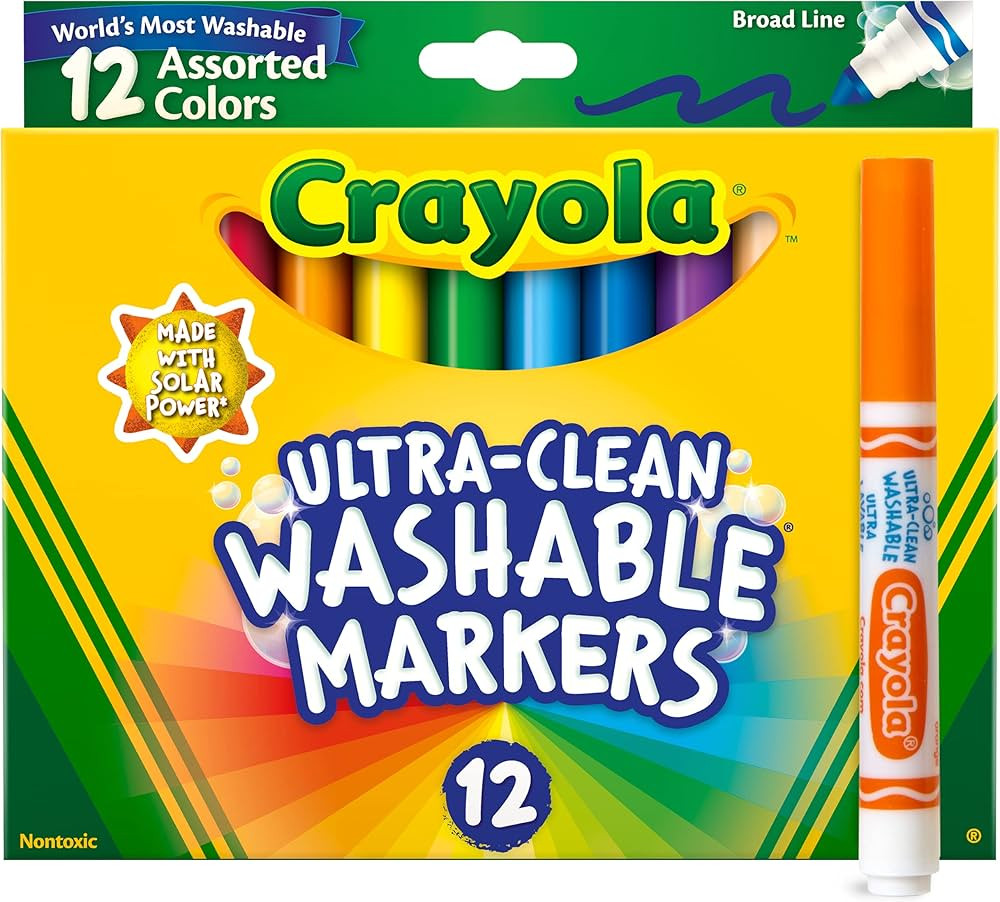 Crayola Broad Line Markers (12ct), Washable Markers for Kids, Arts & Crafts Supplies, Coloring Ma... | Amazon (US)