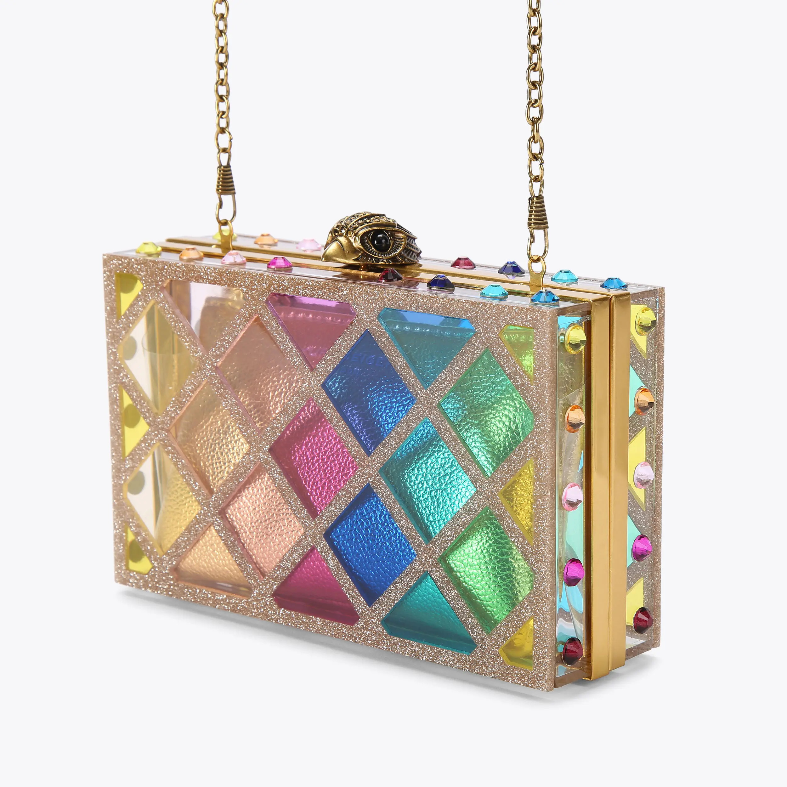 CRYSTAL QUILT BOX CLUTCH Ombre Rainbow Clutch Bag by KURT GEIGER LONDON | Kurt Geiger US