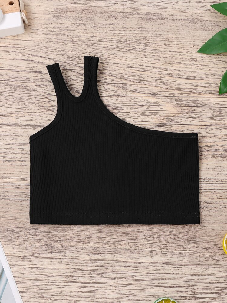 Toddler Girls One Shoulder Rib-knit Tank Top | SHEIN