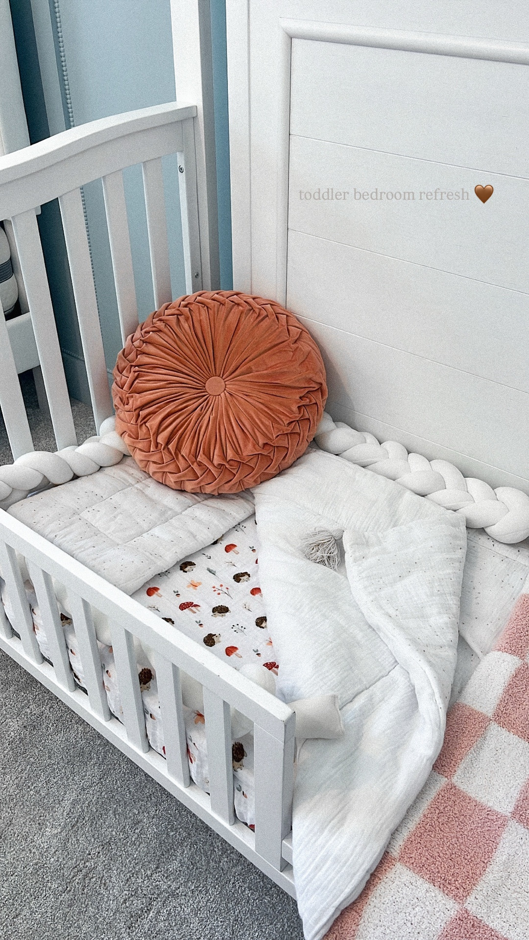 Roma’s new toddler bed ✨ Bedroom refresh for my 2 year old! Cozy comforters & pillows for bedtime snuggles. 🤎 

#toddlerroomrefresh #bedroomrefresh #cozycorners  #ToddlerRoom #CozyVibes #LittleNest #KidsRoomDecor #ToddlerStyle #RoomInspo #HomeWithKids #NurseryToToddler #ComfortCorner 

#LTKHome #LTKKids #LTKBaby