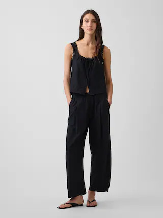 Linen-Blend Easy Barrel Pants | Gap (US)