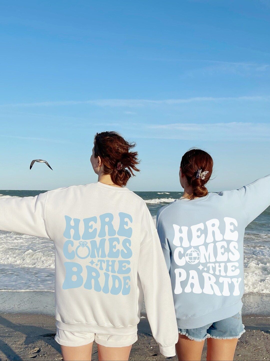 Retro Bachelorette Sweatshirts | Here Comes the Bride Sweatshirt | Back of Shirt Design | Coastal... | Etsy (US)