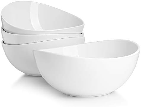 Sweese 104.401 Porcelain Bowls - 42 Ounce for Salad, Fruits and Popcorn - Set of 4, White | Amazon (US)