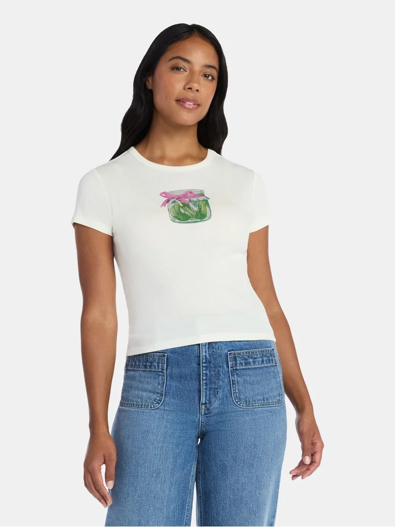 Women’s Pickle Jar Graphic Tee with Short Sleeves, Sizes XXS-XXL | Walmart (US)