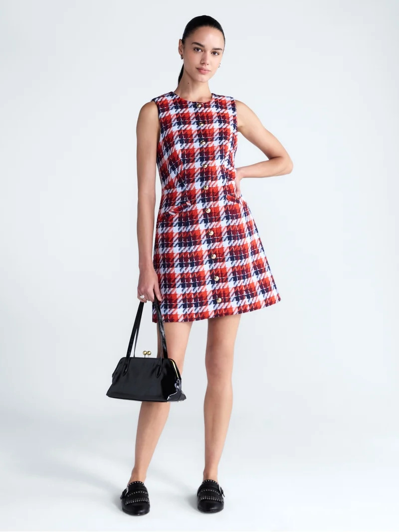 Free Assembly Women's and Women's Plus Sleeveless Tweed Mini Dress, Sizes 0-28 | Walmart (US)