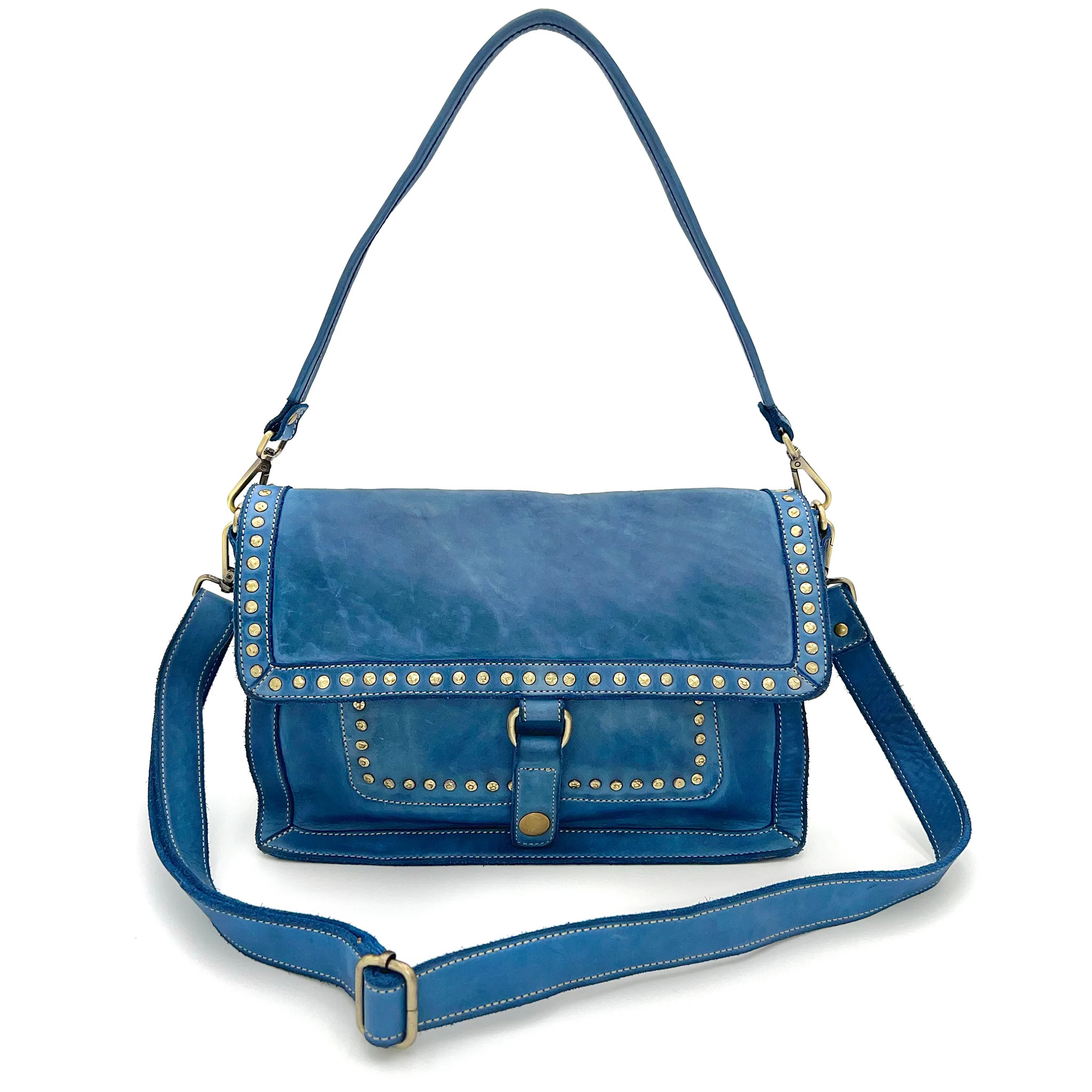 Emily Studded Shoulder Bag in Ocean | Bolsa Nova Handbags