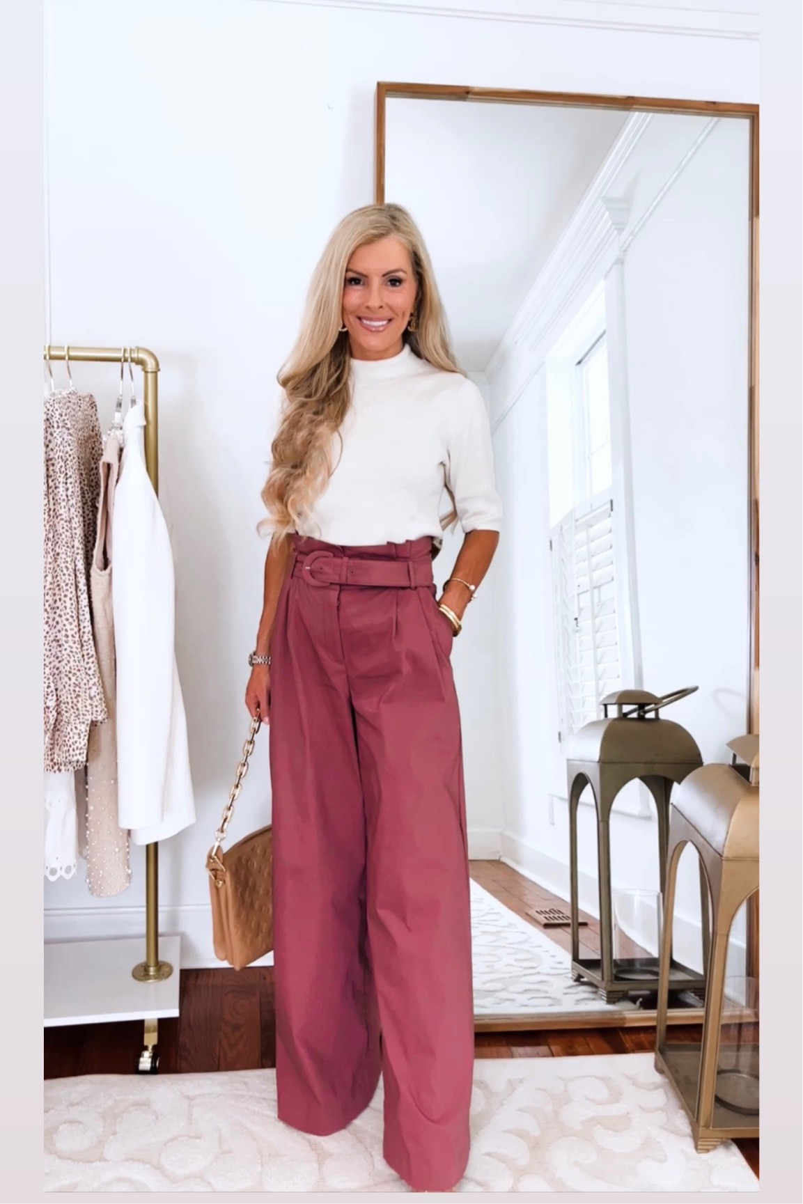 Cream short sleeve pullover sweater : xs
Wide leg pants :  wearing 0 short , with heels 🤎

#LTKworkwear #LTKsalealert #LTKSeasonal