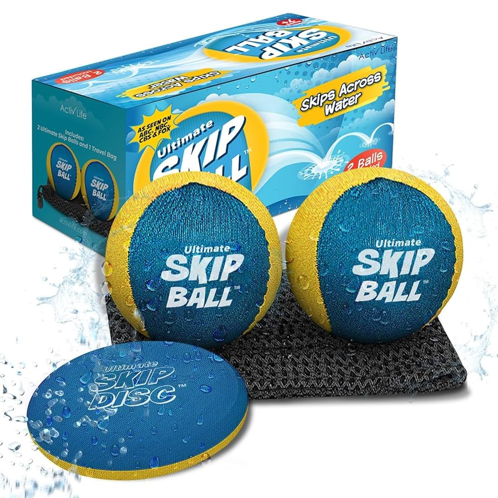 Amazon.com: Ultimate Skip Ball (Yellow/Cyan) Top Beach Games, Water Toys & Gifts for Kids Birthda... | Amazon (US)
