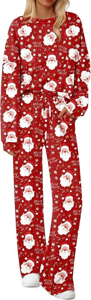 Ekouaer Pajama Sets for Women 2 Piece Lounge Sets Long Sleeve Sleepwear Top and Pants Cozy Pjs Lo... | Amazon (US)