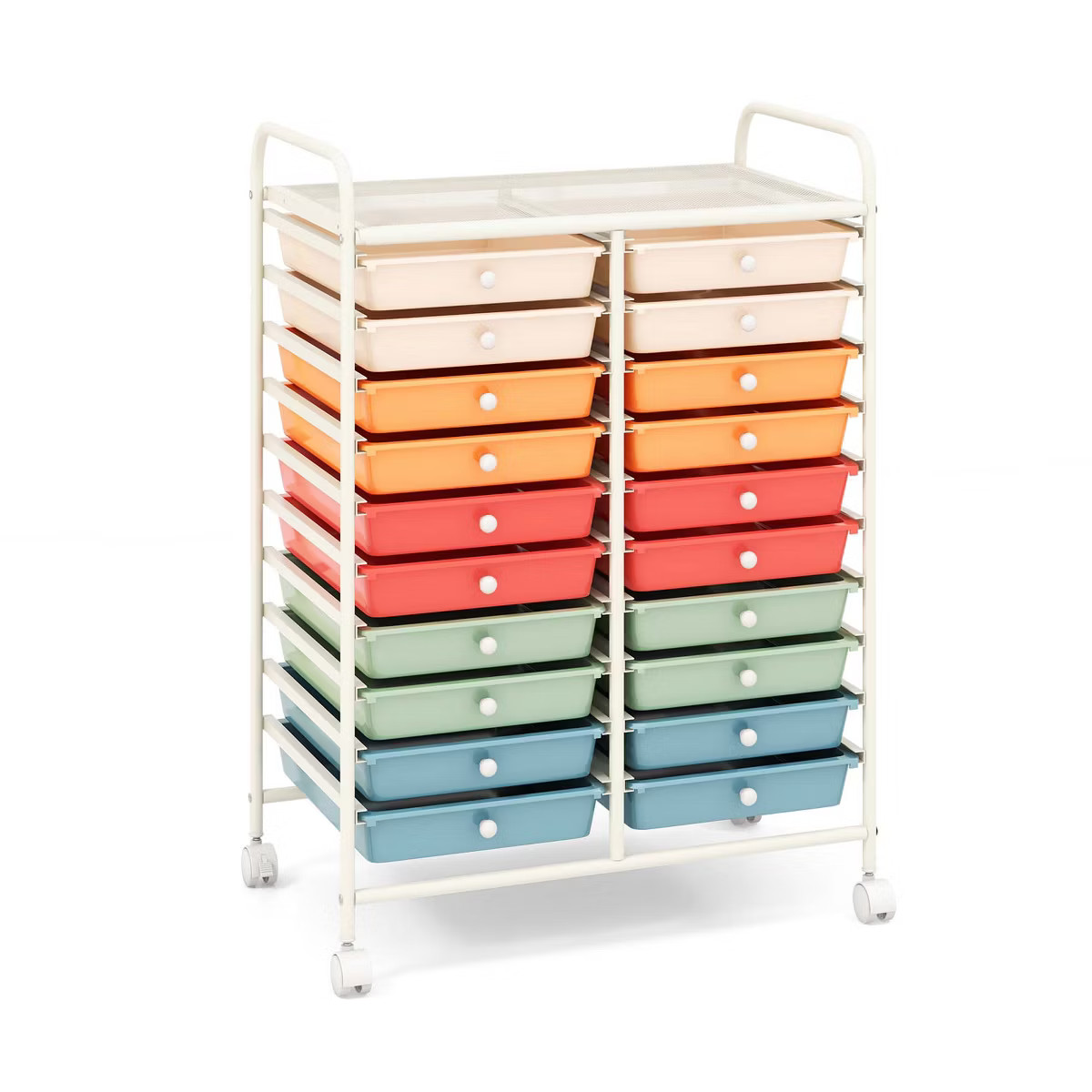 Costway 20 Drawers Rolling Storage Cart Art Craft Organizer on Wheels Multipurpose Macaron | Target