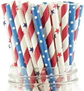 4th of July Straws USA Red, White & Blue Paper Party Straws (25 Pack) - America Patriotic BBQ Sup... | Amazon (US)