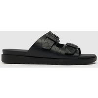schuh Trista Croc Buckle Footbed Sandals in Black | Schuh