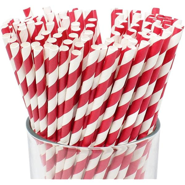 Biodegradable Red Striped Straws | Amazon (US)