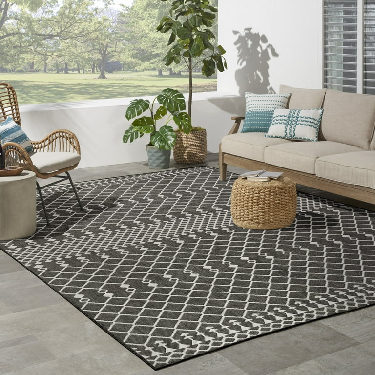 Nourison Positano Indoor/Outdoor Black 8' x 10' Area Rug (8x10) | Walmart (US)