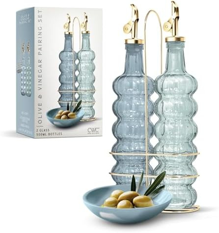 COOK WITH COLOR Glass Olive Oil Bottle Dispenser - 2 Pack- 17oz Oil and Vinegar Cruet - Olive Oil... | Amazon (US)