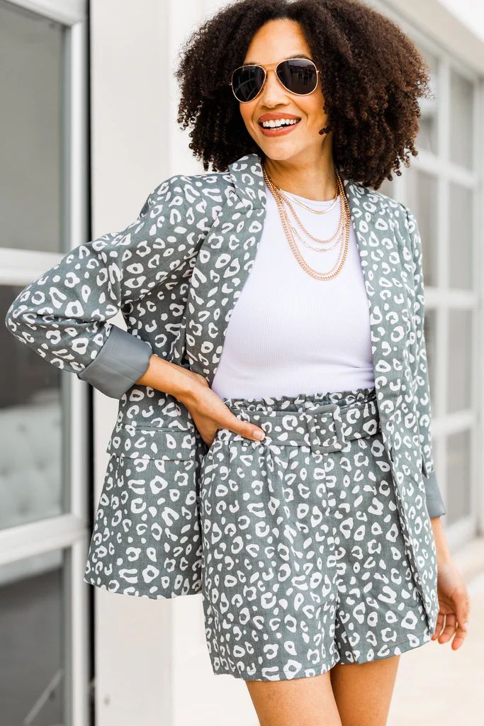 On The Move Olive Green Leopard Blazer | The Mint Julep Boutique