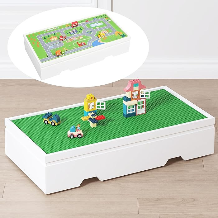 UTEX 3 in 1 Construction Play Table Compatible with Lego, Rolling Kids Activity Train Table with ... | Amazon (US)
