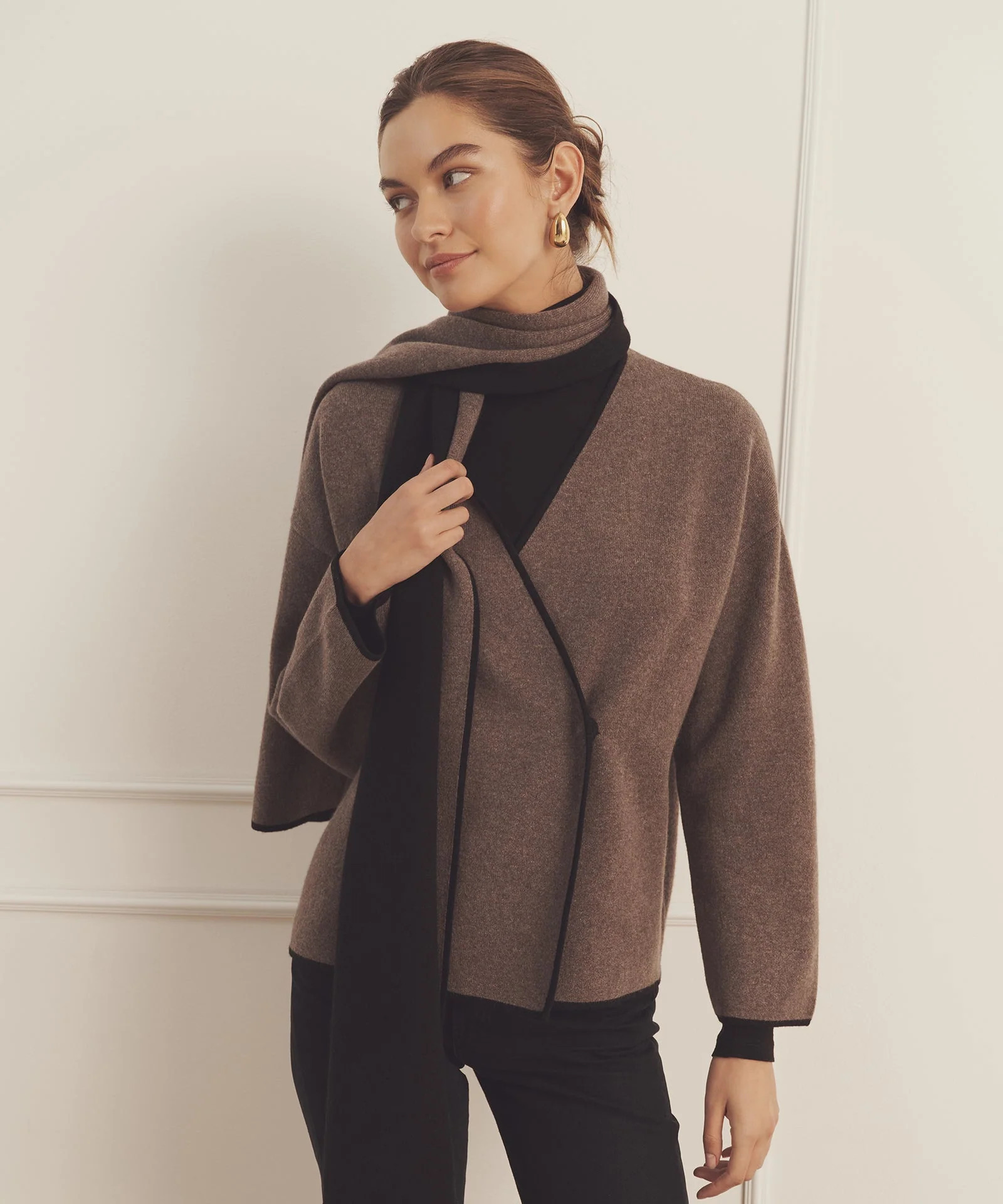 Luxe Cashmere Sweater Jacket with Scarf | NAADAM