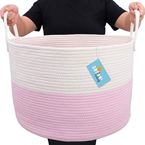 Amazon.com: OrganiHaus Cotton Rope Large Basket for Blankets | Woven Basket for Nusery Decor | Nu... | Amazon (US)