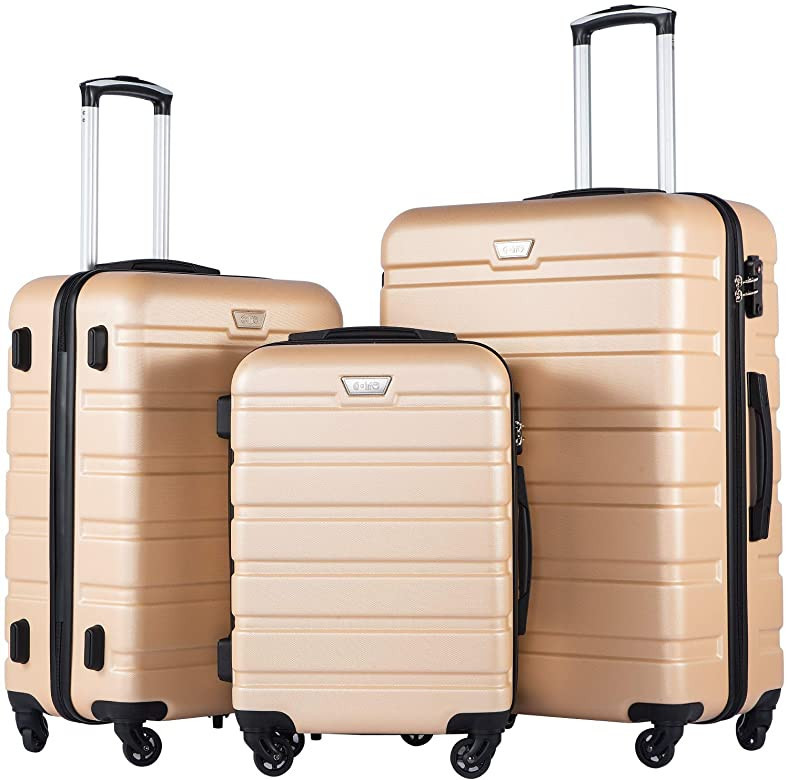 Coolife Luggage 3 Piece Set Suitcase Spinner Hardshell Lightweight TSA Lock 4 Piece Set | Amazon (US)