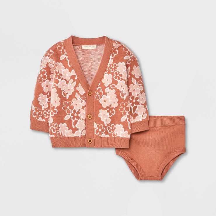 Grayson Collective Baby Floral Top & Bottom Set - Brown | Target