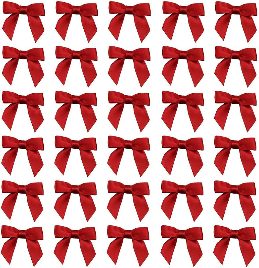 7Rainbows 50pcs Boutique 1.5" Red Satin Ribbon Mini Bows for Craft Sewing Scrapbooking Wedding an... | Amazon (US)