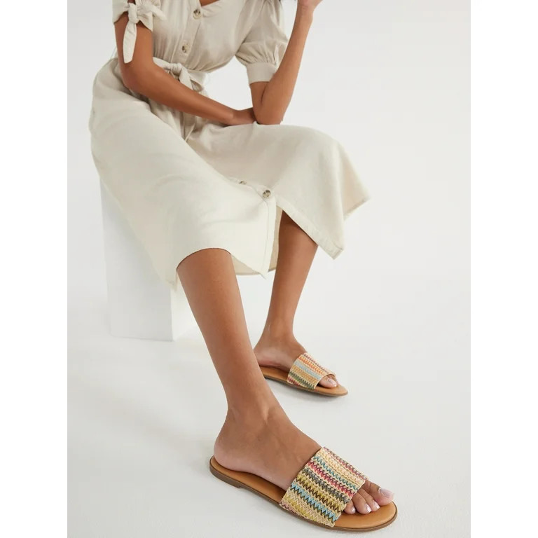 Time and Tru Women's Woven Slide Sandals - Walmart.com | Walmart (US)