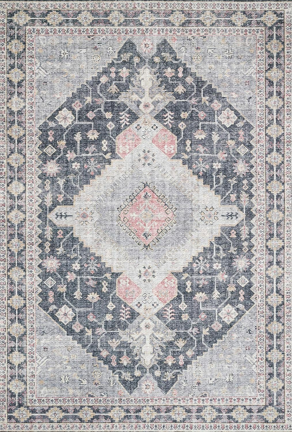 Loloi II Skye Collection SKY-02 Charcoal / Multi, Traditional 7'-6" x 9'-6" Area Rug | Amazon (US)