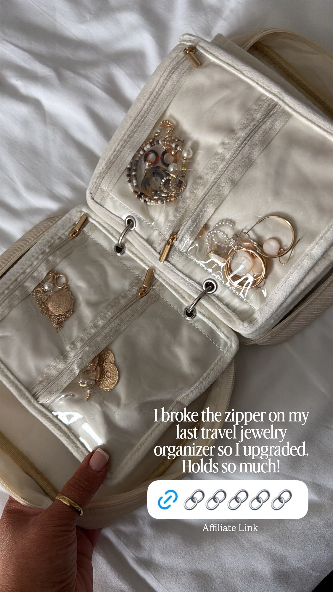I broke the zipper on my last travel jewelry organizer so I upgraded. Holds so much!

#LTKCon #LTKTravel #LTKBeauty