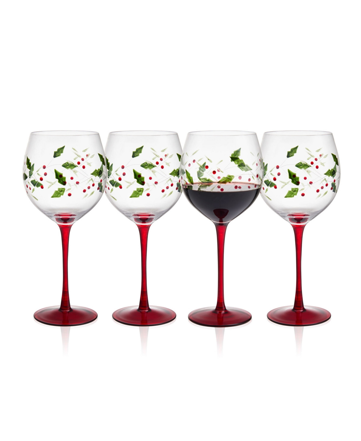 Winterberry Holiday Wine Glasses, Set of 4 - Assorted | Macy's