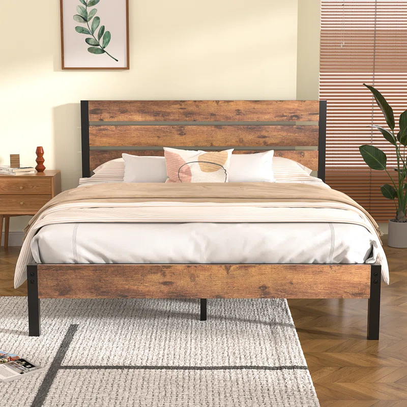 Alicia Platform Bed Frame with Wood Headboard and Footboard No Box Spring Needed | Wayfair North America
