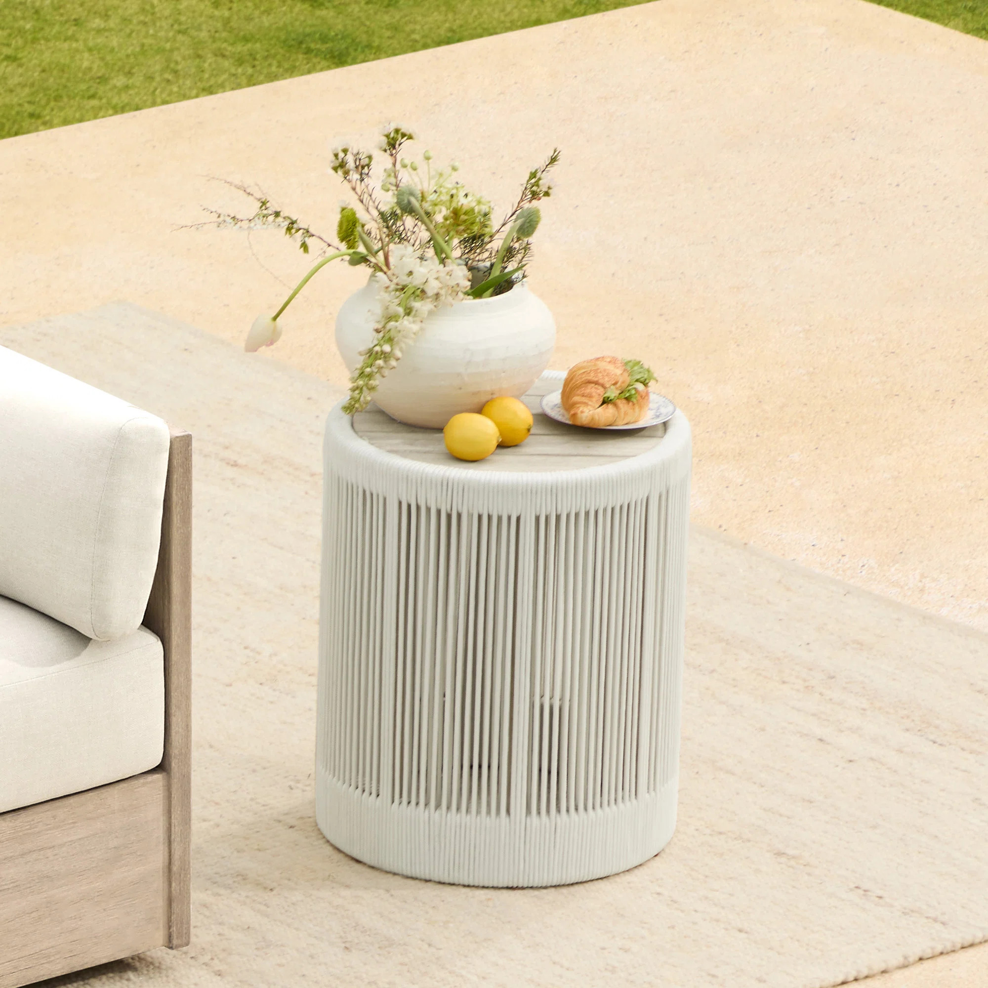 Round Woven Rope Patio Side Table | Wayfair North America