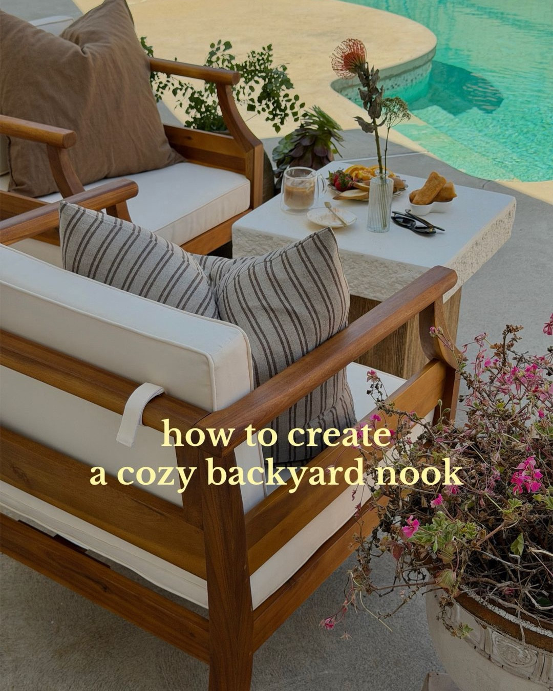 created a cozy backyard nook that reminds me of a little Tuscan Villa escape 

Comfortable lounge chairs 
Plush down pillow inserts - these are so good!! They hold the shape and make it look so high end. Size 26x26. 
My pillow covers are size 22x22 and have amazing quality. Always size down in your pillow covers! 
Planters and vases 
Outdoor side table 

Backyard 
Front porch 
Spring home 
Spring 2026
Wayfair 
Amazon 
Outdoor furniture 
Spring refresh 

#LTKdayinmylife #LTKHome #LTKmorningroutine