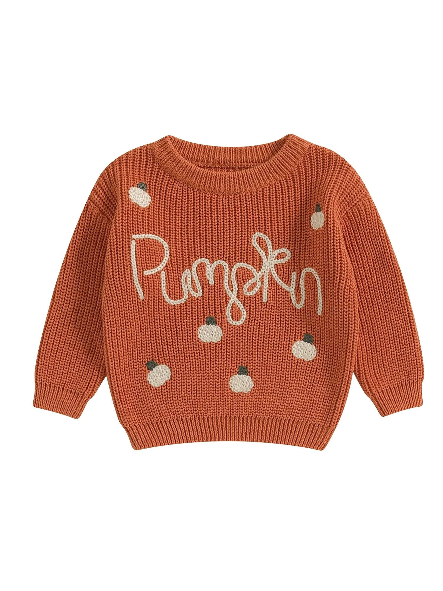 ZIYIXIN Toddler Baby Girls Boy Halloween Knit Sweater Long Sleeve Pumpkin Print Round Neck Pullov... | Walmart (US)