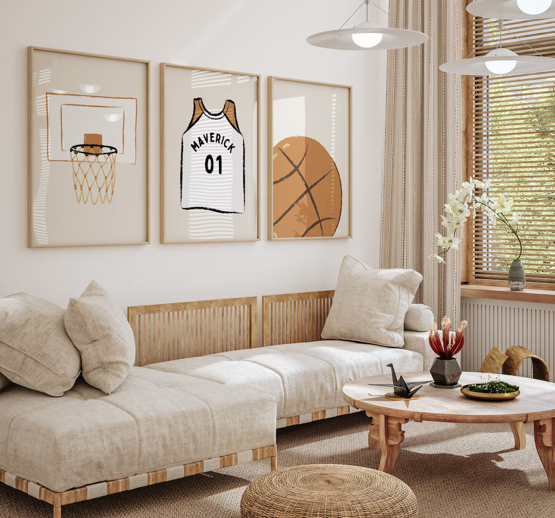 Personalized Name Basketball Modern Gallery Wall Set of 3 Downloadable Prints, Sport Boy Nursery ... | Etsy (US)