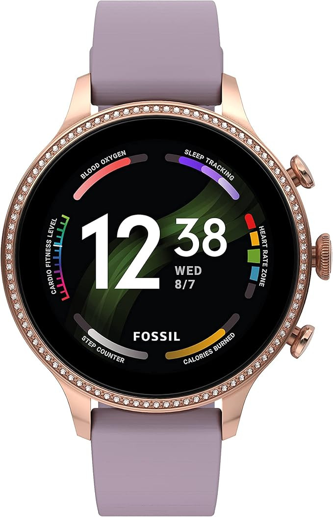 Fossil Women's Gen 6 42mm Stainless Steel and Silicone Touchscreen Smart Watch, Color: Rose Gold,... | Amazon (US)