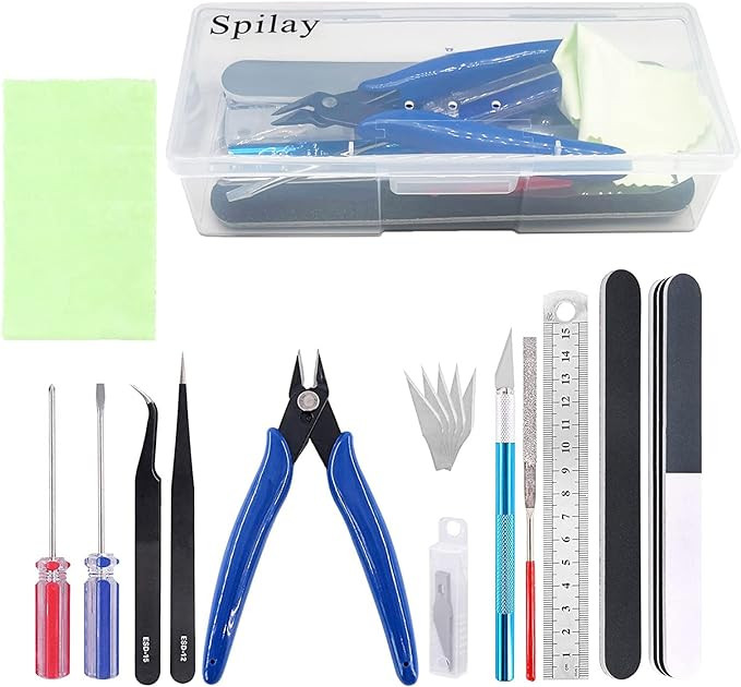 Spilay 16 Pcs Hobby Building Model DIY Tool Kit, Modeler Basic Miniature Handmade Craft Tools Set... | Amazon (US)