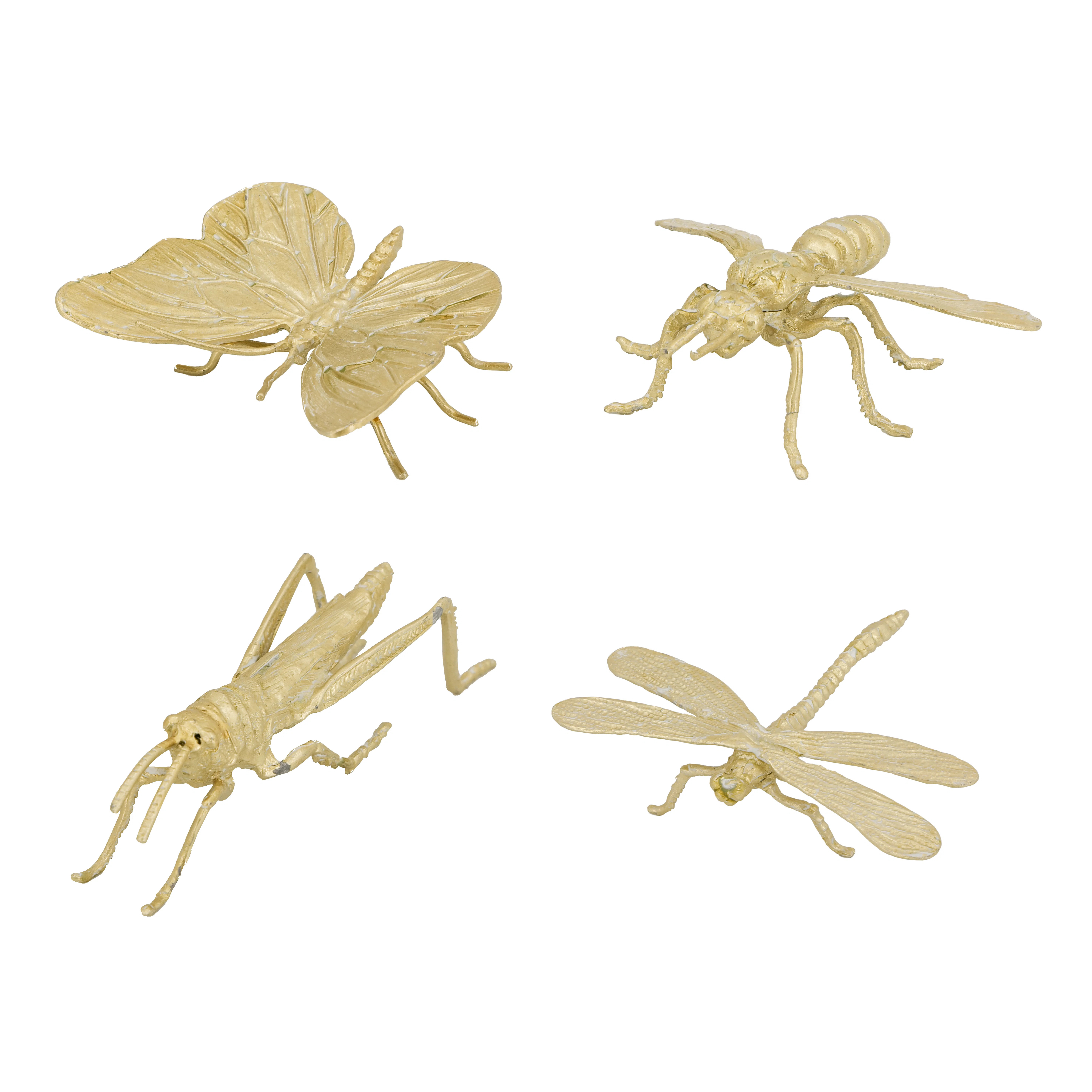 Cast Iron Insect Decorations - Set of 4 - 3.5" x 4.5" x 2" - Gold | Wayfair North America