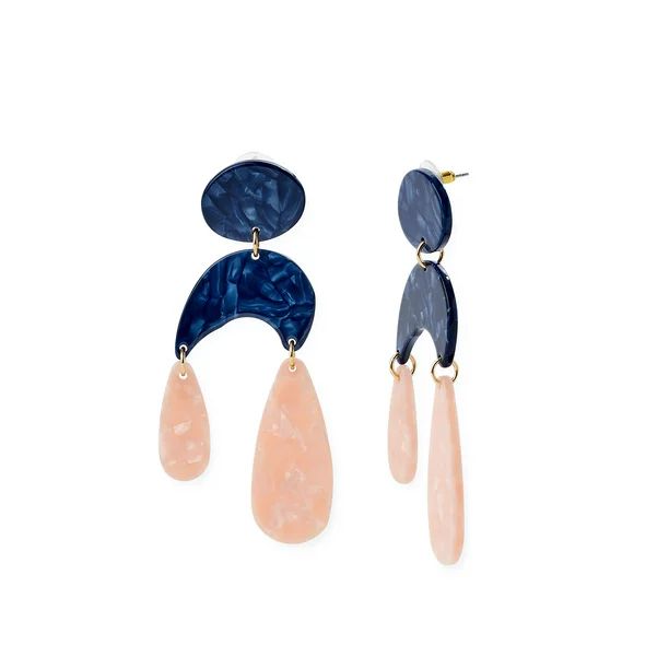14K Gold Flash-Plated Blue and Pink Resin Organic Statement Earrings - Walmart.com | Walmart (US)