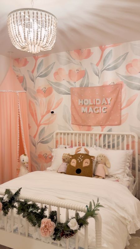 Holiday Decorating my toddler’s room! Bed sheets, duvet cover, canopy, acrylic shelves, wallpaper, rug, dresser, ornaments, christmas tree, red velvet ribbon

#LTKHoliday #LTKkids #LTKhome
