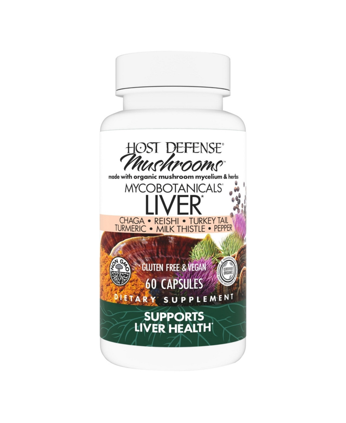 Host Defense MycoBotanicals Liver Capsules - Liver Health Supplement with Milk Thistle & Turmeric Root - Mushroom Supplement Capsules with Turkey Tail | Macy's